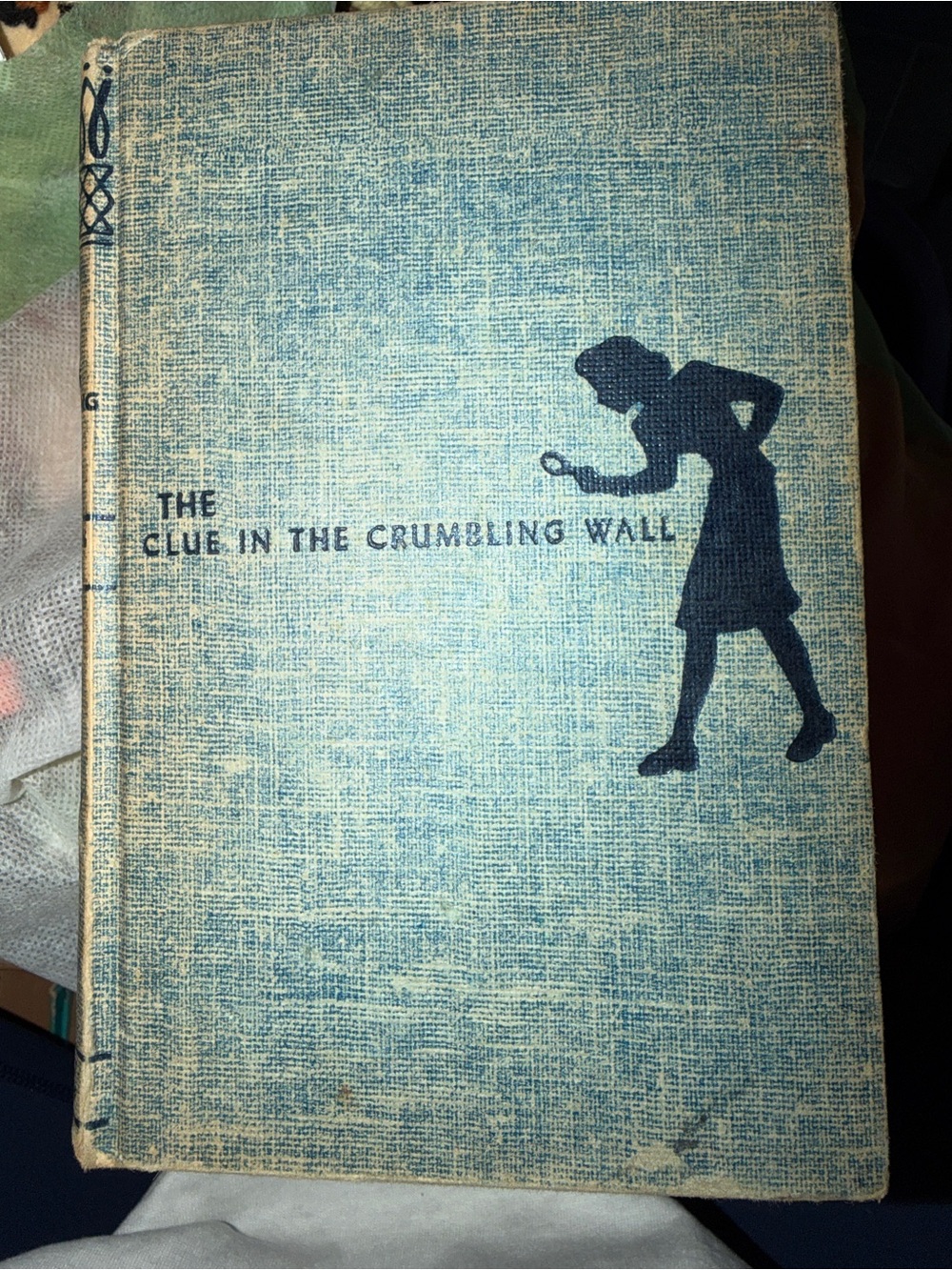 Vintage Blue Cover w/Black Silhouette -Nancy Drew The Clue in the Crumbling Wall